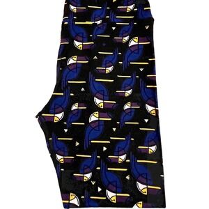 LuLaRoe Tall And Curvy 12-18 Legging Black Blue Purple Yellow Parrot Toucan Bird